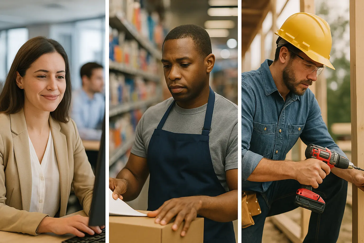 various employees in different lines of work showing how one might need a Employee Misclassification Lawyer